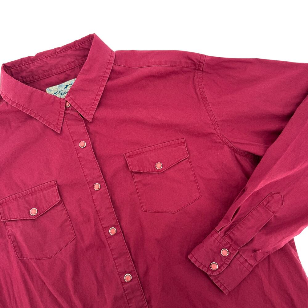Vintage Wrangler Pearl Snap Women's Size Large Maroon Long Sleeve